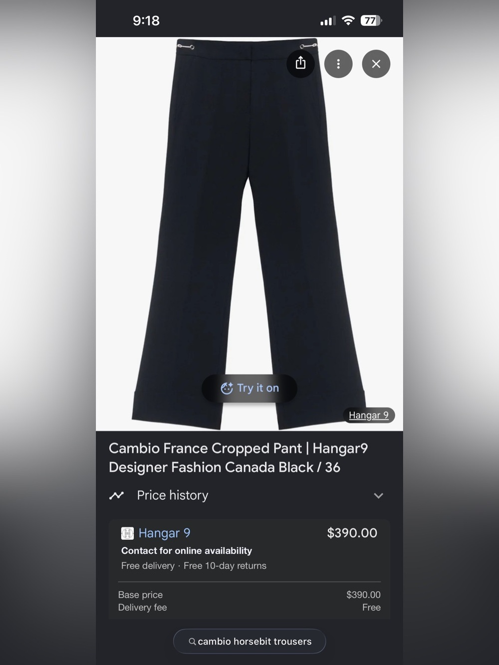 Cambio France Cropped Trousers in Black